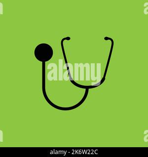 Icône stéthoscope isolée sur fond vert. Illustration de Vecteur