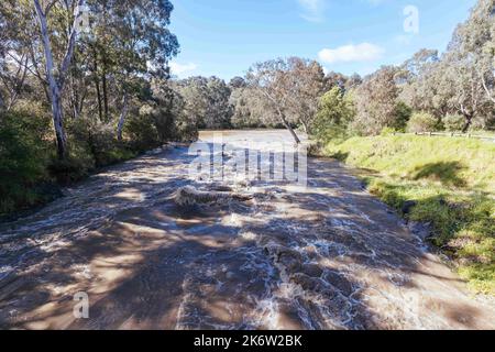 Melbourne, Victoria, Australie. 14th octobre 2022. MELBOURNE, AUSTRALIE - OCTOBRE 14 : les chutes Dights à Abbotsford ont été fortement inondées sur 14 octobre 2022 à Victoria, en Australie. Dights Falls est le point de rencontre de la Yarra River et de Merri Creek. (Image de crédit : © Chris Putnam/ZUMA Press Wire) Banque D'Images