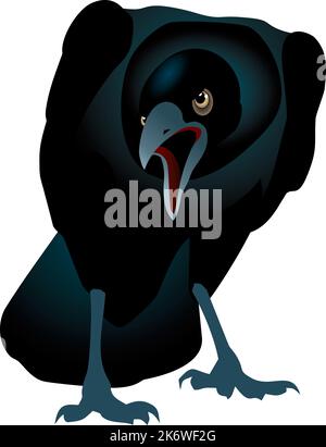 crowing noir corbeau, dessin vectoriel Illustration de Vecteur