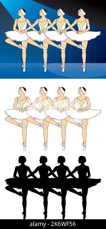 quatre ballerines, danse des petits cygnes Illustration de Vecteur