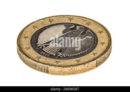 Une pièce d'euro avec l'aigle allemand comme symbole de macro image et riche en détail avec haute résolution, l'Allemagne Banque D'Images