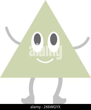 Forme géométrique de dessin animé triangulaire pour les enfants à apprendre l'éducation mathématique de base avec smiley visage illustration de caractères pour les enfants de maternelle et d'âge préscolaire Illustration de Vecteur