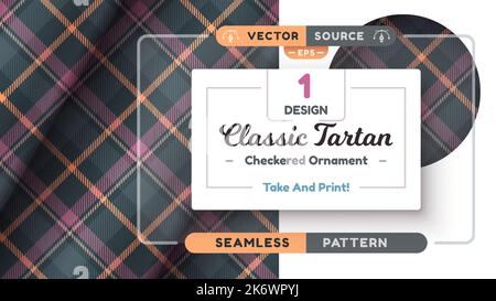 Motif Halloween Tartan sans couture, texture joyeux noël, tissu écossais à carreaux Illustration de Vecteur