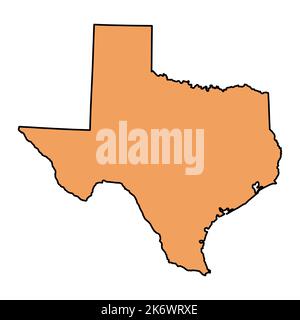 Forme de la carte du Texas, états-unis d'amérique. Illustration vectorielle de symbole d'icône de concept plat . Illustration de Vecteur