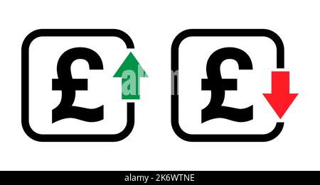 Ensemble de symbole de coût dièse icône d'augmentation et de diminution. Symbole de vecteur d'argent isolé en arrière-plan . Illustration de Vecteur