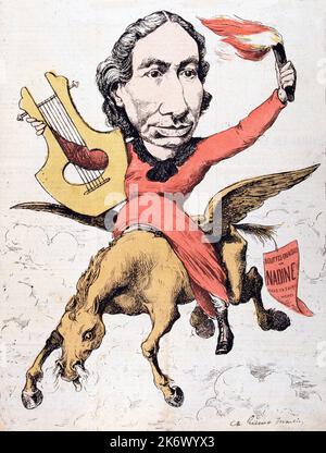 Caricature de Louise Michel - Illustration par Charles Gilbert-Martin (1839-1905) dans 'le Don Quichotte' du 05/05/1882 Banque D'Images