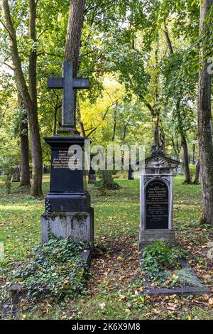 Vue sur le célèbre cimetière du Nord de Munich, Allemagne avec des pierres tombales historiques. Les funérailles n'ont pas eu lieu ici depuis 1944. Au lieu de cela, le cimetière est Banque D'Images