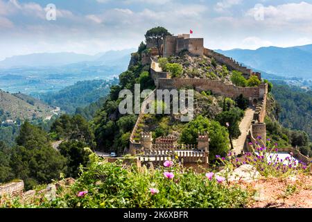 Château de Xativa à une heure de train de Valence en Espagne Banque D'Images