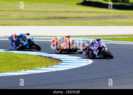 16th octobre 2022 ; circuit du Grand Prix de Phillip Island, Melbourne, Victoria, Australie: MotoGP d'Australie, jour de course: Pilote de course PRAMAC Jorge Martin pendant la course crédit: Action plus Sports Images/Alay Live News Banque D'Images