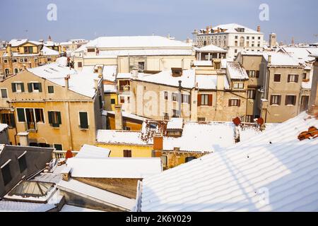 Venise avec neige en hiver Banque D'Images