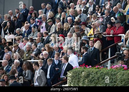 Ascot, Berkshire, Royaume-Uni. 15th octobre 2022. Les Racegoers regardent les chevaux dans le défilé Ring à l'occasion de la Journée des champions britanniques à l'hippodrome d'Ascot. Crédit : Maureen McLean/Alay Banque D'Images