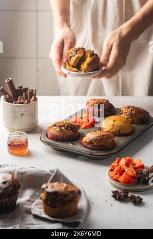 muffins épicés à la citrouille Banque D'Images