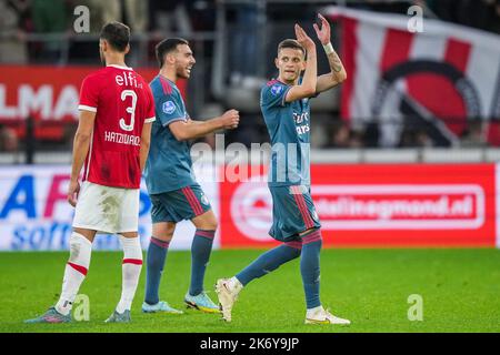 Alkmaar - Sebastian Szymanski de Feyenoord lors du match entre AZ Alkmaar et Feyenoord à l'AFAS Stadion le 16 octobre 2022 à Alkmaar, pays-Bas. (Box to Box Pictures/Tom Bode) Banque D'Images