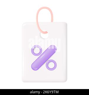 3D Tag Price Icon, Discount and promotion Offer Tag, concept de vente. 3D Illustration vectorielle isolée sur fond blanc Illustration de Vecteur