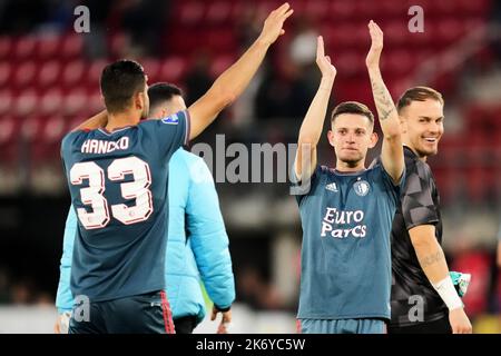 Alkmaar - Sebastian Szymanski de Feyenoord lors du match entre AZ Alkmaar et Feyenoord à l'AFAS Stadion le 16 octobre 2022 à Alkmaar, pays-Bas. (Box to Box Pictures/Yannick Verhoeven) Banque D'Images