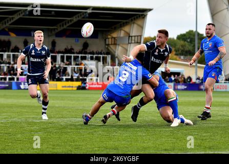 Newcastle, Royaume-Uni. 16th octobre 2022. 6/10/2022 RLWC2021, Écosse contre Italie, Kingston Park, Newcastle, Écosse a lutté dur pour un essai après que l'Italie a gagné le jeu 4-28, UK Credit: Robert Chambers/Alay Live News Banque D'Images