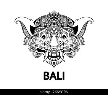 Barong est le patron des bonnes forces à Bali, en Indonésie. Un symbole de bonne chance, de richesse et de prospérité Illustration de Vecteur