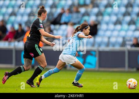 Manchester, Royaume-Uni. 15th octobre 2022. Yui Hasegawa lors du match de la Barclays FA Women's Super League entre Manchester City et Leicester City au stade Academy, Manchester, le samedi 15th octobre 2022. (Crédit : Mike Morese | MI News) crédit : MI News & Sport /Alay Live News Banque D'Images