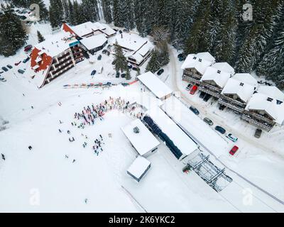 vue aérienne de la station de ski de jasna lignes pour télésiège Banque D'Images