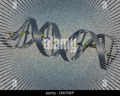 Code de chaîne d'ADN.Image composée de mots.Rendu 3D Banque D'Images