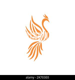 Flying Phoenix Fire Bird résumé logo modèle vectoriel. Illustration de Vecteur