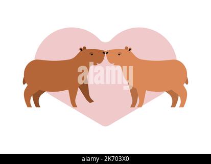 Amour de capybara. cobaye et coeur. Illustration vectorielle Illustration de Vecteur