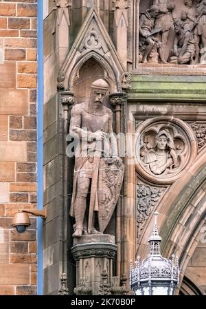 Statue de William Wallace devant la Scottish National Portrait Gallery, Édimbourg. Banque D'Images