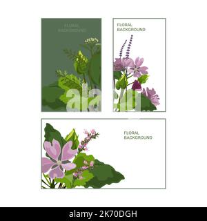 Fonds artistiques floraux pour cartes de vœux et d'invitation, modèles et plus encore. Illustration de Vecteur