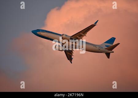 Boeing 737 Max 8 avion utilisé par Aerolineas Argentinas, à partir de l'aéroport Aeroparque Jorge Newbery Banque D'Images