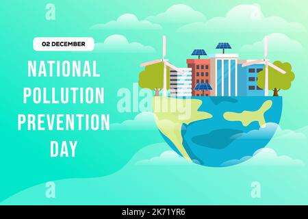 Illustration de la bannière horizontale de la Journée nationale de la prévention de la pollution Illustration de Vecteur
