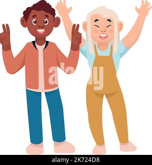 couple de personnes interraciales Illustration de Vecteur