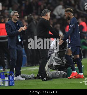 Naymar Jr du PSG lors de la Ligue 1 Uber Eats Match Paris Saint-Germain v Olympique de Marseille au stade du Parc des Princes sur 16 octobre 2022 à Paris, France. Photo de Christian Liewig/ABACAPRESS.COM Banque D'Images