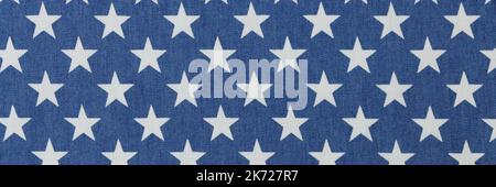 Tissu bleu avec fond blanc de texture étoiles Banque D'Images