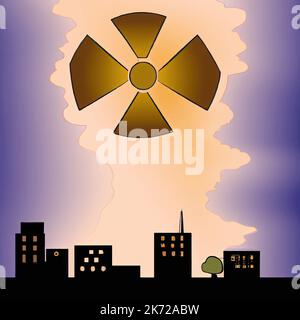 Champignon de l'explosion d'une bombe nucléaire au-dessus de la ville. La guerre nucléaire dans le monde. Fin du monde. Illustration de Vecteur