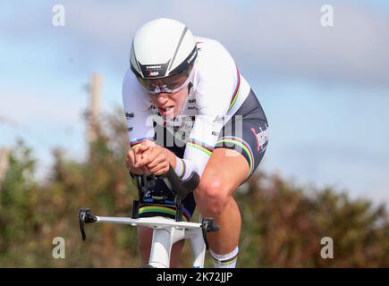 Ellen van Dijk de Trek-Segafredo, 1st place pendant l'UCI Chrono des Nations 2022, course cycliste des femmes sur 16 octobre 2022 aux Herbiers, France - photo Laurent Lairys / DPPI Banque D'Images