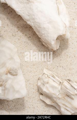 Arrière-plan naturel. Rochers blancs sur le sable. Banque D'Images