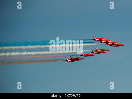 Les flèches rouges indiquent l'air Banque D'Images