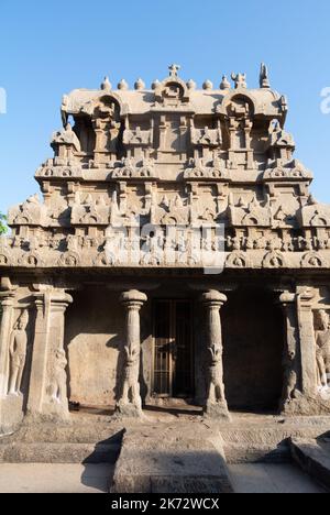 Mahabalipuram, Tamil Nadu, Inde du Sud, 3rd de Janury, 2020 : temple de Ganesha ratha Banque D'Images