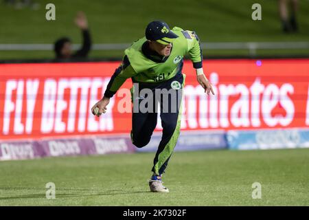 Hobart, Australie. 17th octobre 2022. Harry Tector d'Irlande en action à la frontière lors du match de la coupe du monde des hommes de la CCI T20 entre l'Irlande V Zimbabwe à Bellerive Oval sur 17 octobre 2022 à Hobart, en Australie. IMAGE LIMITÉE À L'USAGE ÉDITORIAL - STRICTEMENT AUCUNE UTILISATION COMMERCIALE crédit: Izhar Ahmed Khan/Alamy Live News/Alamy Live News Banque D'Images