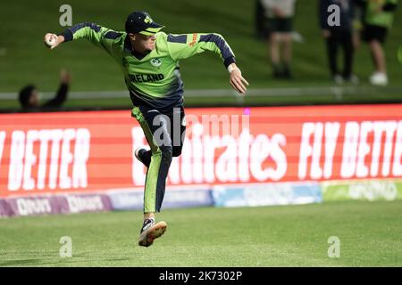 Hobart, Australie. 17th octobre 2022. Harry Tector d'Irlande en action à la frontière lors du match de la coupe du monde des hommes de la CCI T20 entre l'Irlande V Zimbabwe à Bellerive Oval sur 17 octobre 2022 à Hobart, en Australie. IMAGE LIMITÉE À L'USAGE ÉDITORIAL - STRICTEMENT AUCUNE UTILISATION COMMERCIALE crédit: Izhar Ahmed Khan/Alamy Live News/Alamy Live News Banque D'Images