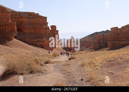 Kyzylsai (alias Vallée des Châteaux), Parc national de Charyn Canyon, montagnes Tien Shan, région d'Almaty, Kazakhstan, Asie centrale Banque D'Images