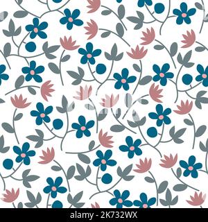 Motif sans couture avec fleurs sauvages dans des couleurs pastel. Fond floral d'été Illustration de Vecteur