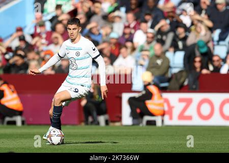 Birmingham, Royaume-Uni. 16th octobre 2022. Kai Havertz de Chelsea en action. Match Premier League, Aston Villa v Chelsea à Villa Park à Birmingham le dimanche 16th octobre 2022. Cette image ne peut être utilisée qu'à des fins éditoriales. Utilisation éditoriale uniquement, licence requise pour une utilisation commerciale. Aucune utilisation dans les Paris, les jeux ou les publications d'un seul club/ligue/joueur. photo par Andrew Orchard/Andrew Orchard sports photographie/Alamy Live News crédit: Andrew Orchard sports photographie/Alamy Live News Banque D'Images
