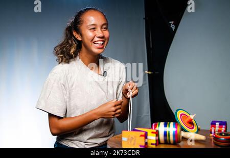 Guadalajara, Mexique - 15 octobre 2022, Leylah Fernandez du Canada lors d'un tournage vidéo avant le tournoi de tennis ouvert 2022 de Guadalajara Akron WTA 1000 sur 15 octobre 2022 à Guadalajara, Mexique - photo: Rob Prange/DPPI/LiveMedia Banque D'Images