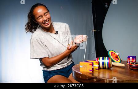 Guadalajara, Mexique - 15 octobre 2022, Leylah Fernandez du Canada lors d'un tournage vidéo avant le tournoi de tennis ouvert 2022 de Guadalajara Akron WTA 1000 sur 15 octobre 2022 à Guadalajara, Mexique - photo: Rob Prange/DPPI/LiveMedia Banque D'Images