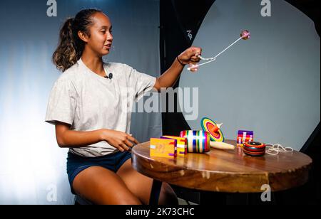 Guadalajara, Mexique - 15 octobre 2022, Leylah Fernandez du Canada lors d'un tournage vidéo avant le tournoi de tennis ouvert 2022 de Guadalajara Akron WTA 1000 sur 15 octobre 2022 à Guadalajara, Mexique - photo: Rob Prange/DPPI/LiveMedia Banque D'Images