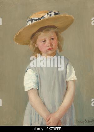 Mary Stevenson Cassatt 1844 - 1926 - peintre et graveur américain, une des trois grandes dames de l'impressionnisme - enfant dans un chapeau de paille Banque D'Images