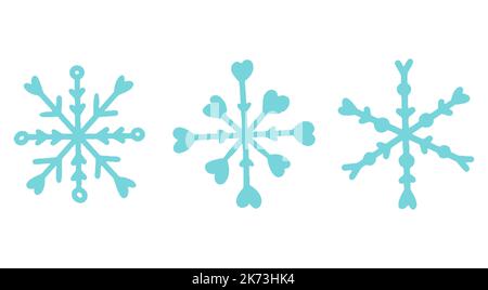 Icône flocon de neige. Collection de différents jolis flocons de neige. Éléments de dessin animé pour les fêtes de noël. Illustration vectorielle Illustration de Vecteur
