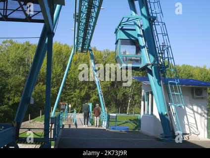 Tassi Zsilip lock system sur la branche de Rackevei (Soroksari) Kis duna du Danube, Duna, au village de Tass, comté de bacs Kiskun, Hongrie Banque D'Images