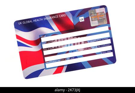 La carte d'assurance santé internationale du Royaume-Uni est également appelée carte GHIC. Banque D'Images